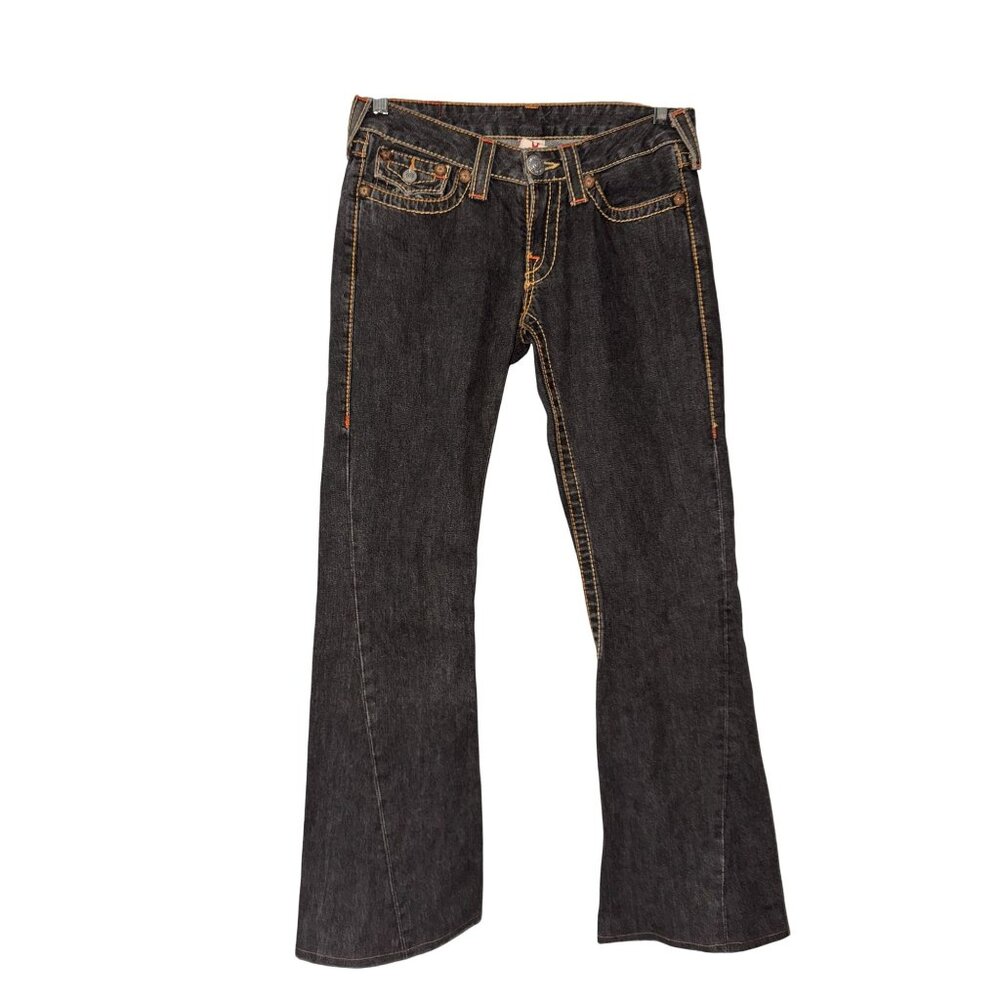 True Religion Dark Wash Low Rise Bootcut Jeans Womens Size 28 USA-Made Denim